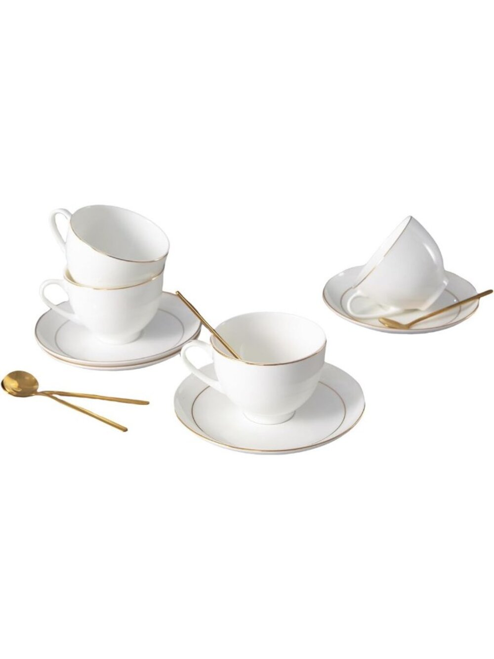 Elegant Bone China Tea Cup & Saucer Set - 4 Pcs, 7 oz Fine Porcelain for Tea